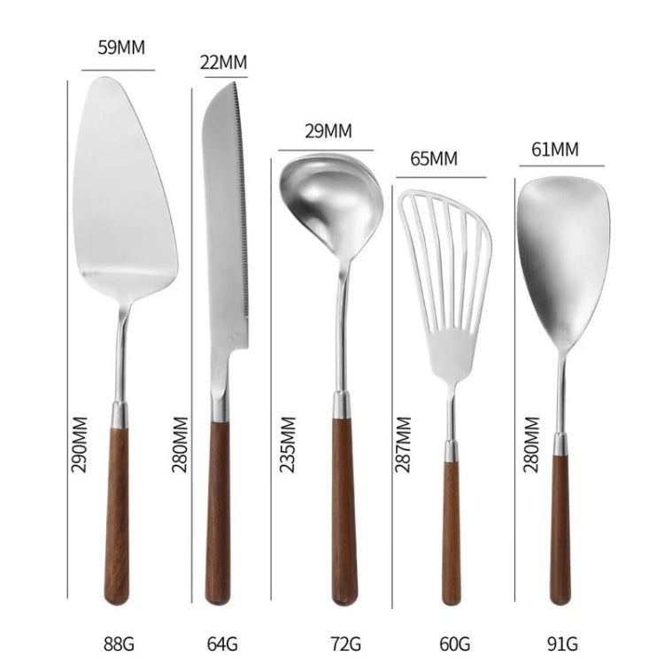304 Stainless Steel Walnut Handle Cooking Tools Home Restaurant Kitchen Gadgets, Style: Frying Spatula - Cooking Tools by PMC TechLife | Online Shopping South Africa | PMC TechLife | Buy Now Pay Later Mobicred