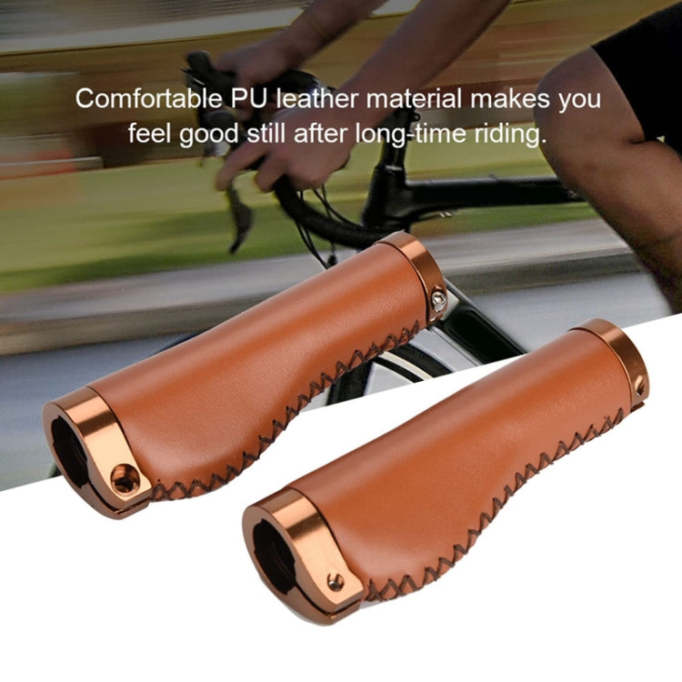 1pair Bicycle Non-Slip Leather Handlebar Grips Mountain Bike Vintage Handlebar Protector(Black) - Bicycle Grips by PMC Jewellery | Online Shopping South Africa | PMC Jewellery | Buy Now Pay Later Mobicred