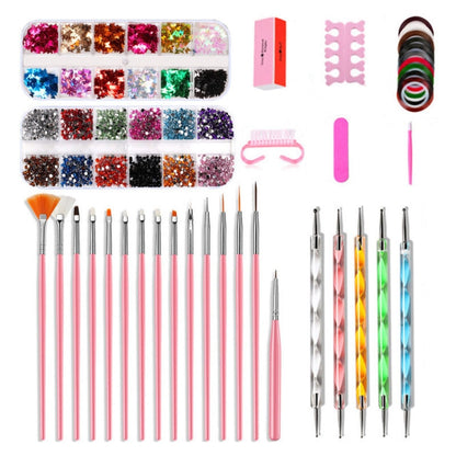 Nail Art Tools Set Nail Painting Pen Dotting Pen Filing Strip Rhinestone Butterfly Sequin Jewelry Set - Nail Art Equipment by PMC Jewellery | Online Shopping South Africa | PMC Jewellery | Buy Now Pay Later Mobicred