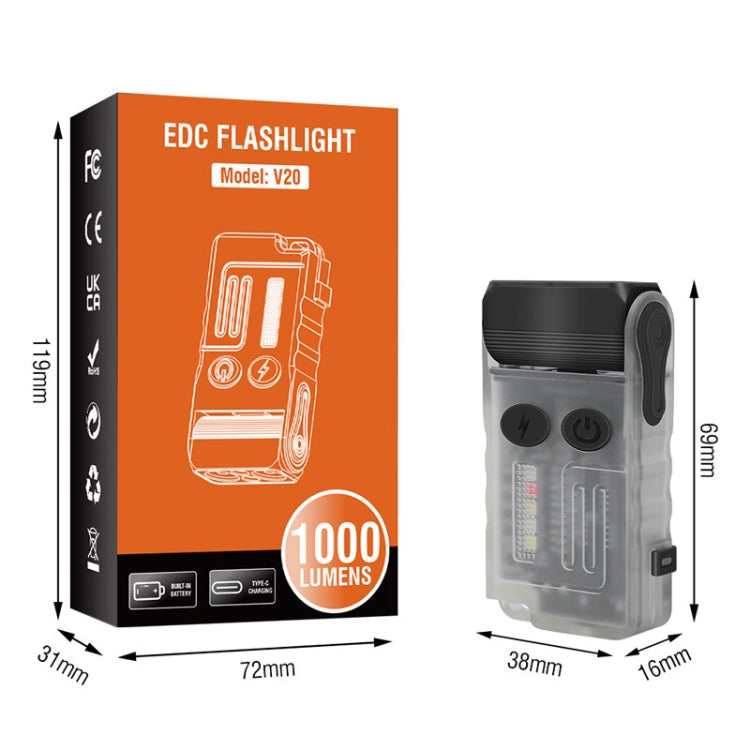 V20 Portable Keychain Light Rechargeable Bright Mini Flashlight(White Red Light) - free shipping - PMc TechLife - Order now!
