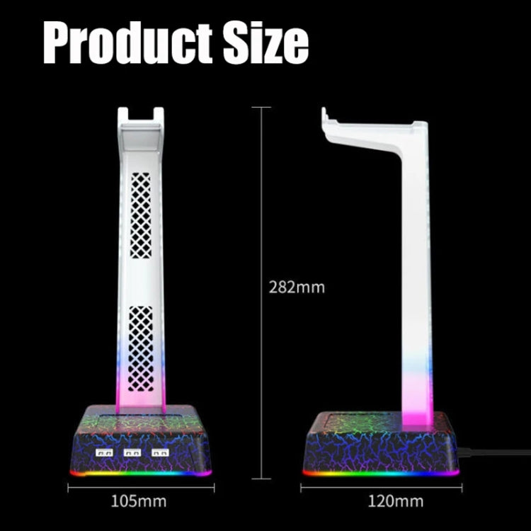 Z3 Cracked With 3USB Expansion Port Headphone Stand RGB Ambient Light Headphone Display Holder(White) - Headset Stand by PMC Jewellery | Online Shopping South Africa | PMC Jewellery | Buy Now Pay Later Mobicred