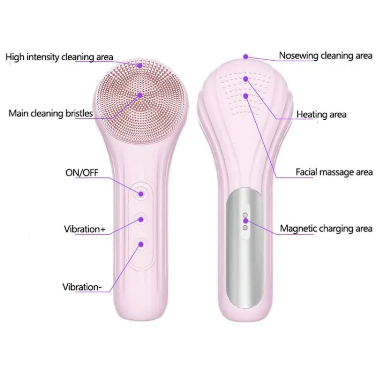 Sonic Waterproof Facial Cleansing Brush Rechargeable Hot Compress Face Scrubber Cleanser(Pink) - free shipping - PMC TechLife - Order now!
