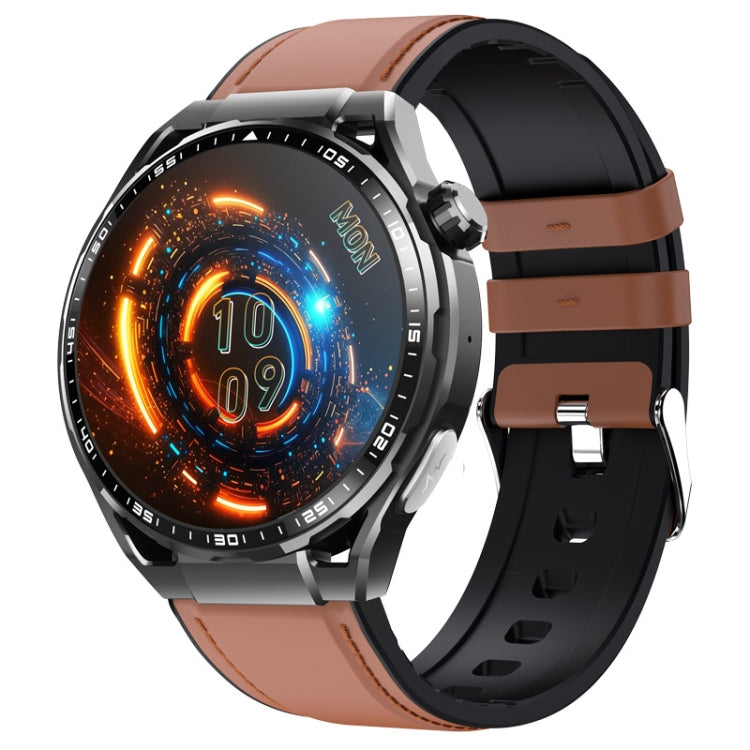 F200 Smart Health Watch ECG Electrocardiogram Blood Sugar Monitoring 1.55 Inch Round Screen, Color: Black Brown Leather - Smart Watches by PMC TechLife | Online Shopping South Africa | PMC TechLife | Buy Now Pay Later Mobicred