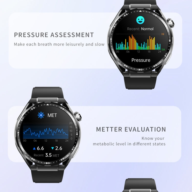 F200 Smart Health Watch ECG Electrocardiogram Blood Sugar Monitoring 1.55 Inch Round Screen, Color: Black Gray Silicone - Smart Watches by PMC TechLife | Online Shopping South Africa | PMC TechLife | Buy Now Pay Later Mobicred