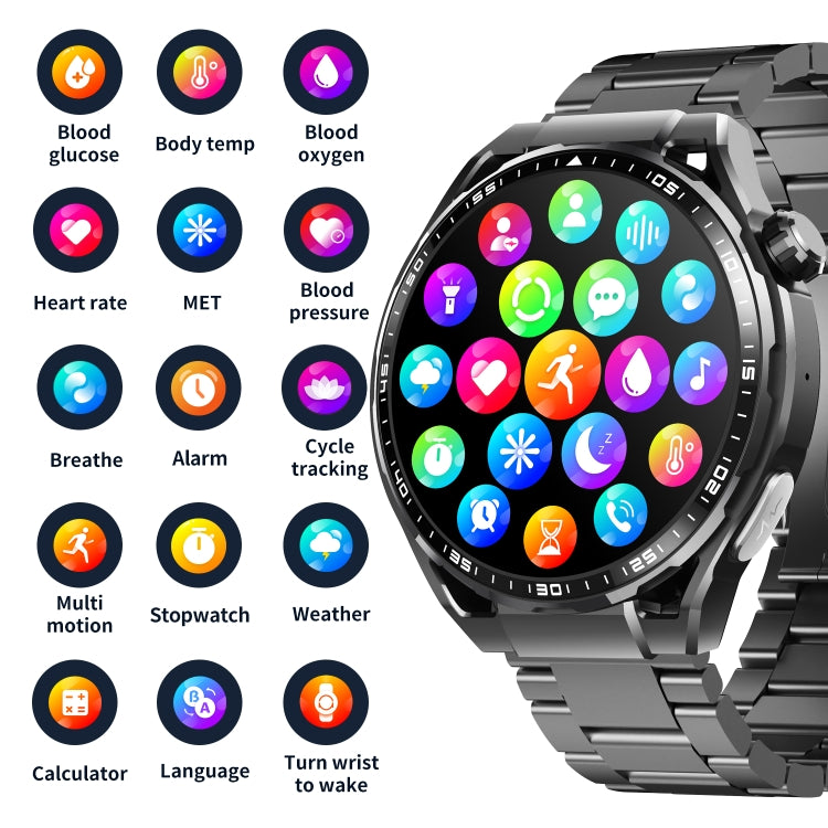 F200 Smart Health Watch ECG Electrocardiogram Blood Sugar Monitoring 1.55 Inch Round Screen, Color: Black Gray Silicone - Smart Watches by PMC TechLife | Online Shopping South Africa | PMC TechLife | Buy Now Pay Later Mobicred