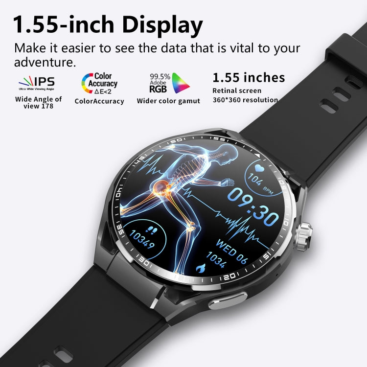 F200 Smart Health Watch ECG Electrocardiogram Blood Sugar Monitoring 1.55 Inch Round Screen, Color: Black Leather - Smart Watches by PMC TechLife | Online Shopping South Africa | PMC TechLife | Buy Now Pay Later Mobicred