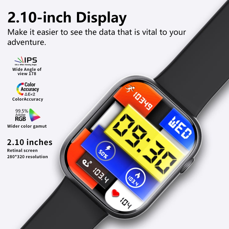 F70  2.1 Inch Screen Smart Watch With Blood Sugar/Blood Oxygen Monitoring /SOS Alarm/100+ Sports Modes, Color: Black Pink - Smart Watches by PMC TechLife | Online Shopping South Africa | PMC TechLife | Buy Now Pay Later Mobicred