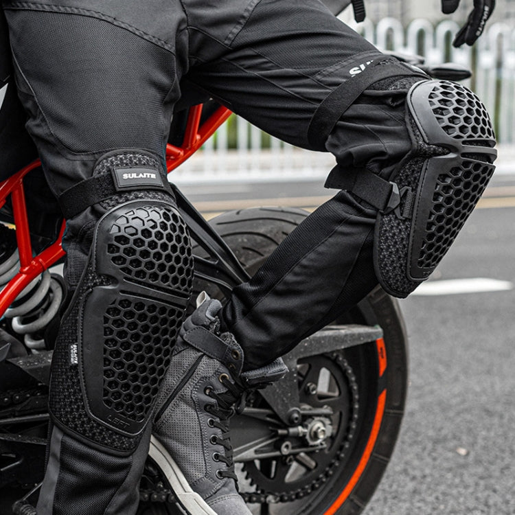 SULAITE Cycling Honeycomb Breathable Heat Dissipation Motorcycle Adjustable Protective Gear, Style: 2pcs /Set Knee Pads - free shipping - PMC TechLife - Order now!