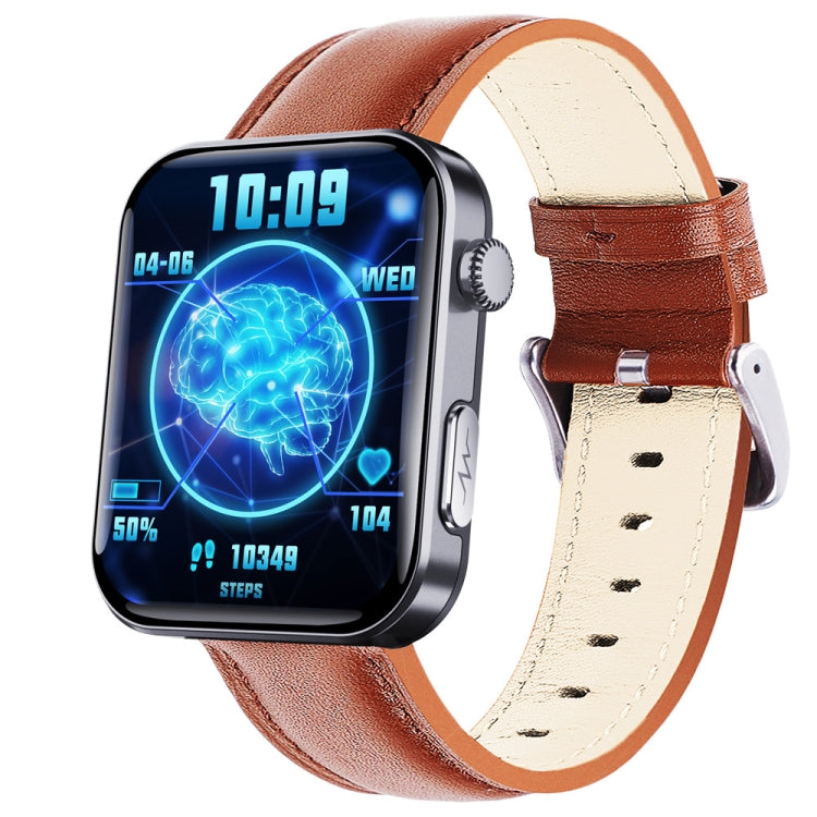 F300  2.1-Inch Screen Smart Watch Supports Bluetooth Calls/ECG/Blood Composition Analysis/50+ Sports Modes, Color: Black Brown Leather - free shipping - PMC TechLife - Order now!