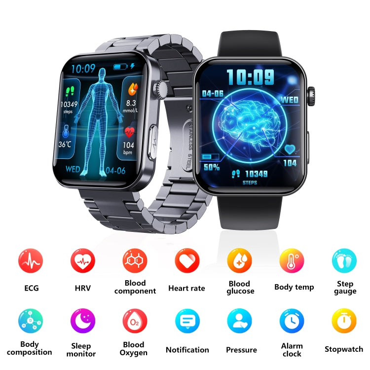 F300  2.1-Inch Screen Smart Watch Supports Bluetooth Calls/ECG/Blood Composition Analysis/50+ Sports Modes, Color: Black Brown Leather - free shipping - PMC TechLife - Order now!