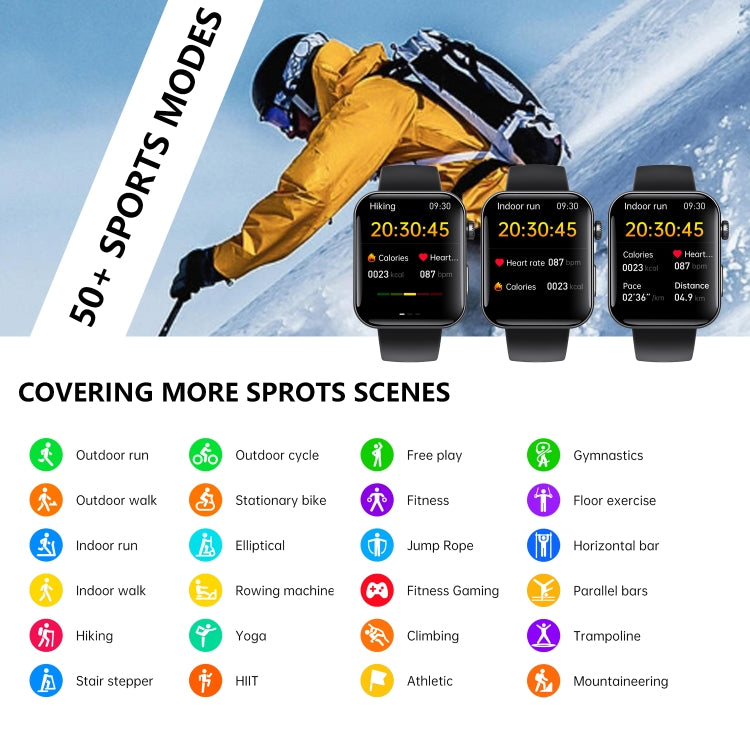 F300  2.1-Inch Screen Smart Watch Supports Bluetooth Calls/ECG/Blood Composition Analysis/50+ Sports Modes, Color: Black Gray Silicone - Smart Watches by PMC TechLife | Online Shopping South Africa | PMC TechLife | Buy Now Pay Later Mobicred