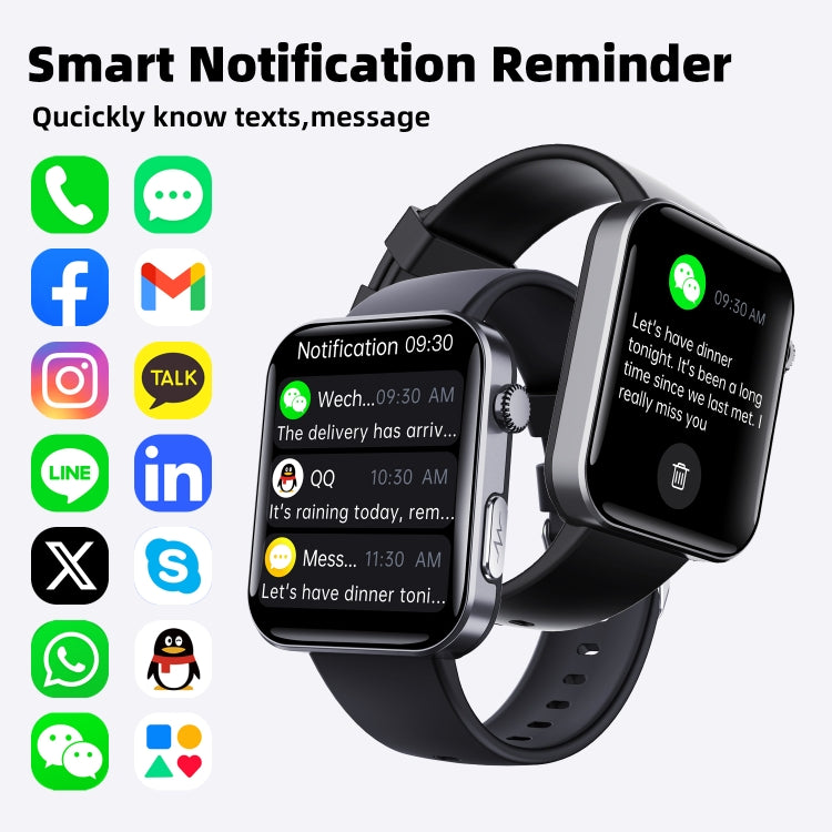 F300  2.1-Inch Screen Smart Watch Supports Bluetooth Calls/ECG/Blood Composition Analysis/50+ Sports Modes, Color: Black Gray Silicone - Smart Watches by PMC TechLife | Online Shopping South Africa | PMC TechLife | Buy Now Pay Later Mobicred