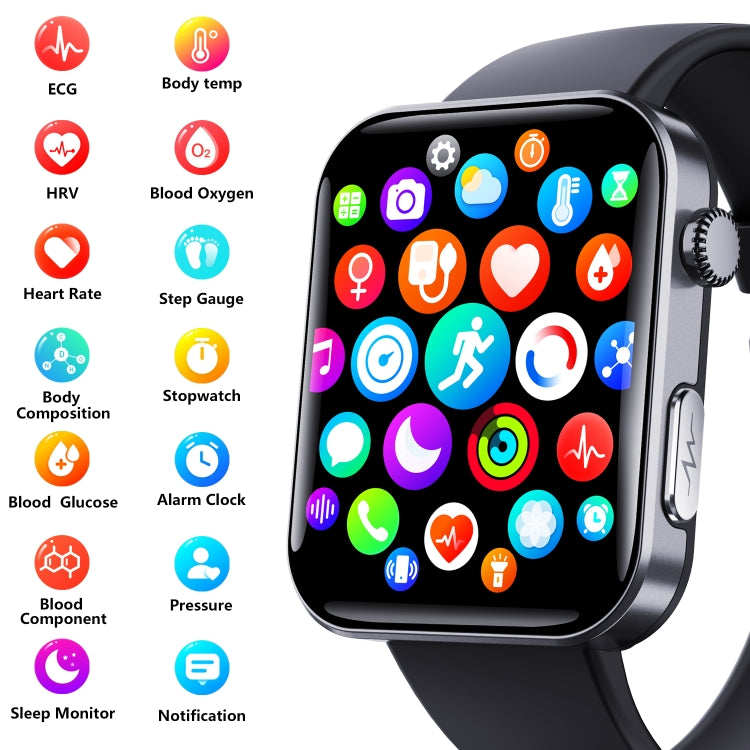 F300  2.1-Inch Screen Smart Watch Supports Bluetooth Calls/ECG/Blood Composition Analysis/50+ Sports Modes, Color: Black Milan - Smart Watches by PMC TechLife | Online Shopping South Africa | PMC TechLife | Buy Now Pay Later Mobicred