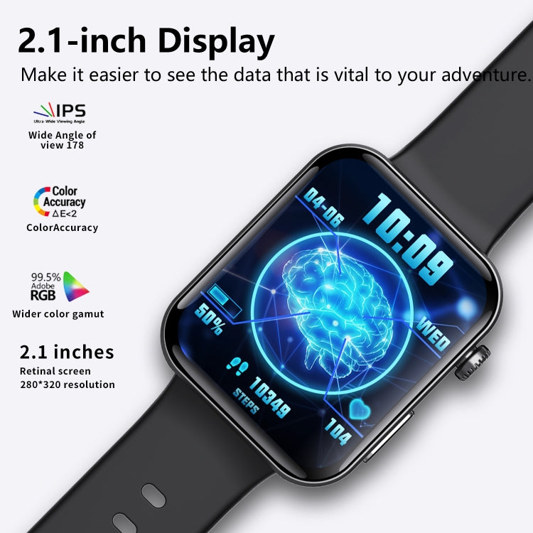 F300  2.1-Inch Screen Smart Watch Supports Bluetooth Calls/ECG/Blood Composition Analysis/50+ Sports Modes, Color: Black Pink Silicone - Smart Watches by PMC TechLife | Online Shopping South Africa | PMC TechLife | Buy Now Pay Later Mobicred