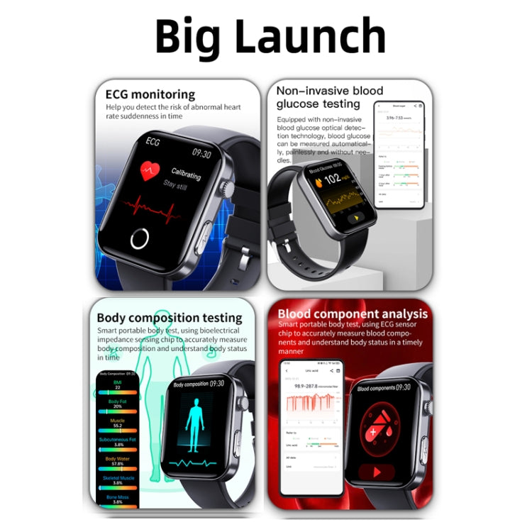 F300  2.1-Inch Screen Smart Watch Supports Bluetooth Calls/ECG/Blood Composition Analysis/50+ Sports Modes, Color: Black Brown Leather - free shipping - PMC TechLife - Order now!