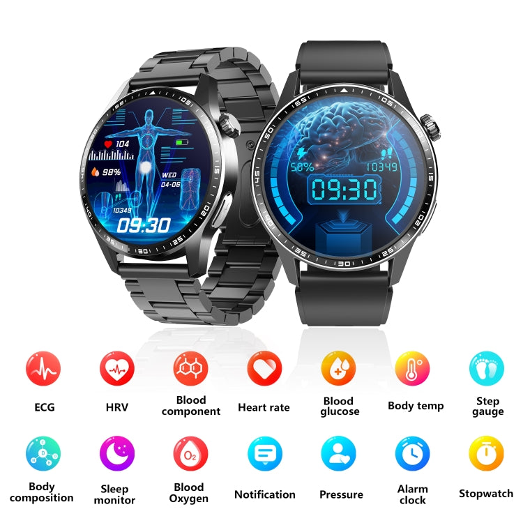 F400  1.55 Inch Screen Smart Watch Support ECG/ Blood Oxygen / Blood Sugar / 150+ Sports Mode, Color: Black Leather - Smart Watches by PMC TechLife | Online Shopping South Africa | PMC TechLife | Buy Now Pay Later Mobicred