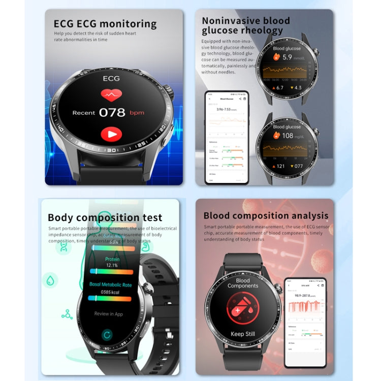 F400  1.55 Inch Screen Smart Watch Support ECG/ Blood Oxygen / Blood Sugar / 150+ Sports Mode, Color: Black Leather - Smart Watches by PMC TechLife | Online Shopping South Africa | PMC TechLife | Buy Now Pay Later Mobicred