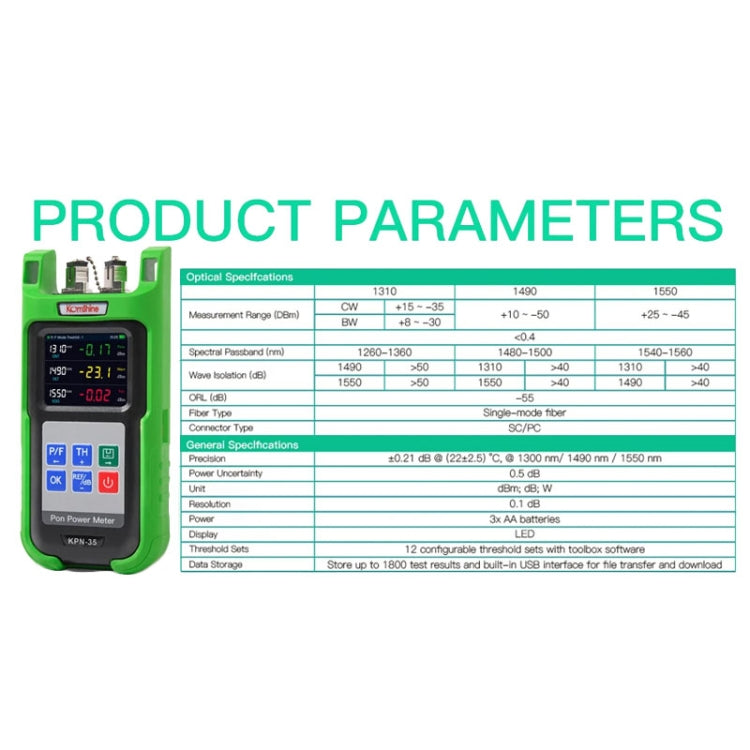 Komshine KPN-35 High Precision PON Optical Power Meter 1310/1490/1550nm Fiber Tester(SC/APC Interface) - free shipping - PMC Jewellery - Order now!