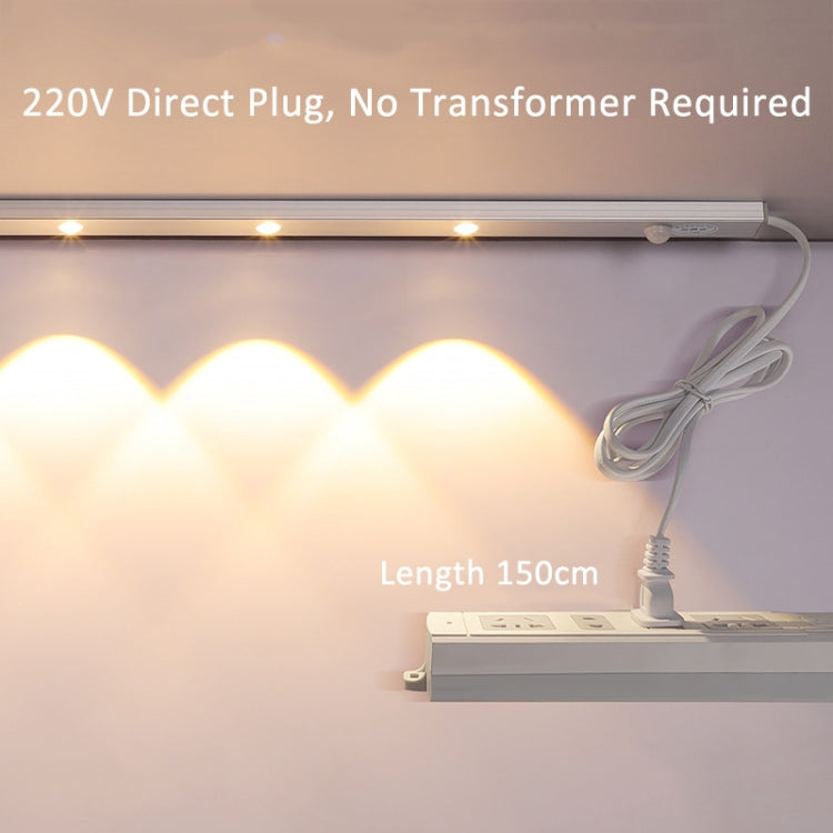 220V CN Plug Motion Sensor Wardrobe Cabinet Lamp LED Light Bar, Spec: Warm White 50cm - free shipping - PMC TechLife - Order now!