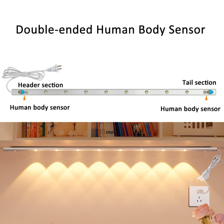 220V CN Plug Motion Sensor Wardrobe Cabinet Lamp LED Light Bar, Spec: Warm White 60cm - Sensor LED Lights by PMC TechLife | Online Shopping South Africa | PMC TechLife | Buy Now Pay Later Mobicred