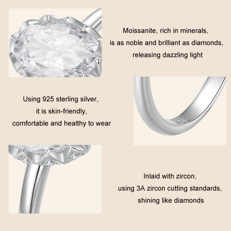 S925 Sterling Silver Plated With White Gold 1 Carat Moissanite Ring(No.8) - Rings by PMC Jewellery | Online Shopping South Africa | PMC Jewellery | Buy Now Pay Later Mobicred