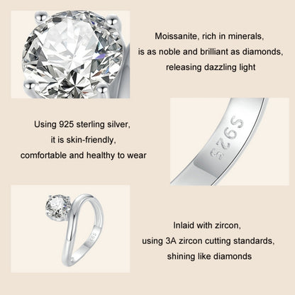 S925 Sterling Silver Platinum Plated 1 Carat Moissanite Engagement Ring(No.6) - Rings by PMC Jewellery | Online Shopping South Africa | PMC Jewellery | Buy Now Pay Later Mobicred