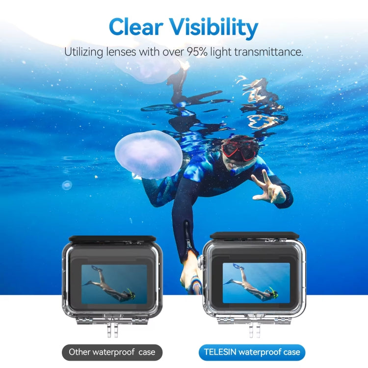 For Insta360 Ace Pro Camera TELESIN 45m Waterproof Case Underwater Diving Housing Cover - Case & Bags by TELESIN | Online Shopping South Africa | PMC Jewellery | Buy Now Pay Later Mobicred