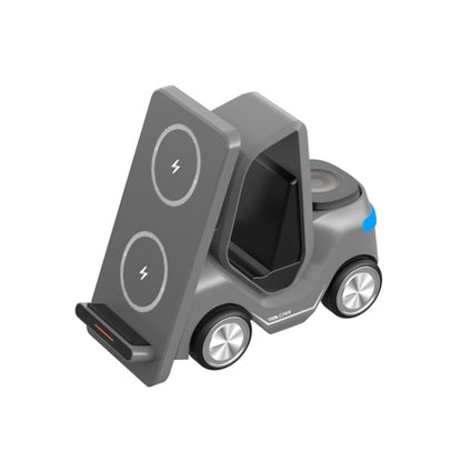 T20S 3-In-1 15W Small Forklift-Shaped Desktop Wireless Charger With LED Atmosphere Light(Gray) - Wireless Charger by PMC Jewellery | Online Shopping South Africa | PMC Jewellery | Buy Now Pay Later Mobicred