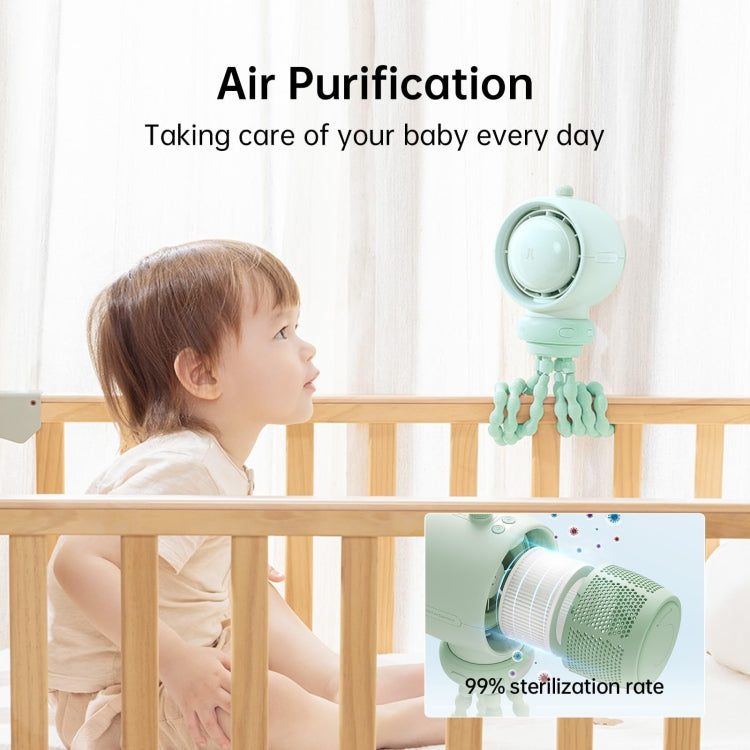 JisuLife Stroller Fan Life2S High Speed Energy Saving Stroller Mini Fan Octopus Bladeless Swingable Head Air Purifying Fan(Mint Green) - free shipping - PMC TechLife - Order now!