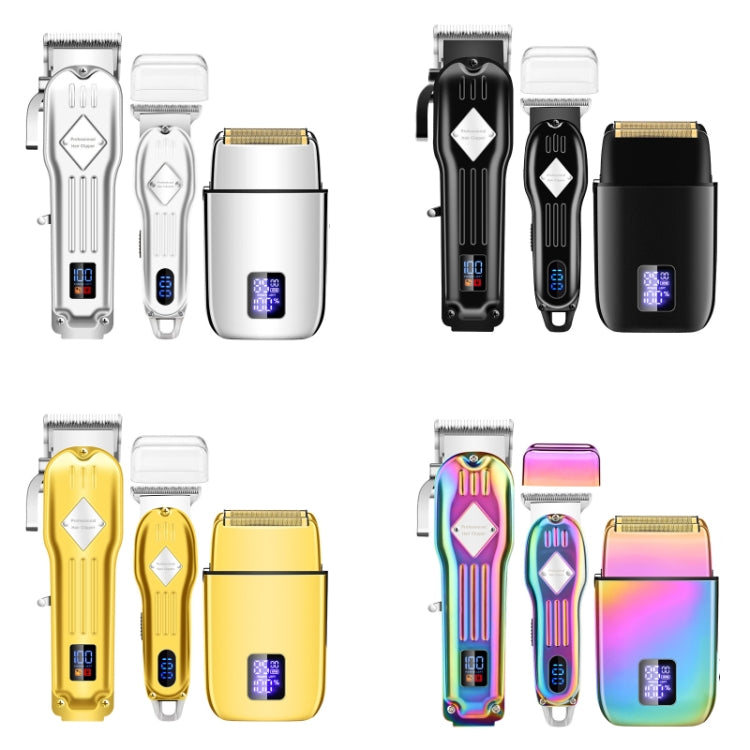 3pcs /Set Men Home Hair Salon High-power Hair Clipper(Silver) - free shipping - PMC TechLife - Order now!