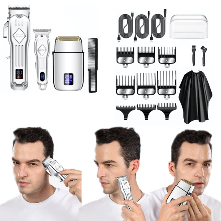 3pcs /Set Men Home Hair Salon High-power Hair Clipper(Gold) - free shipping - PMC TechLife - Order now!