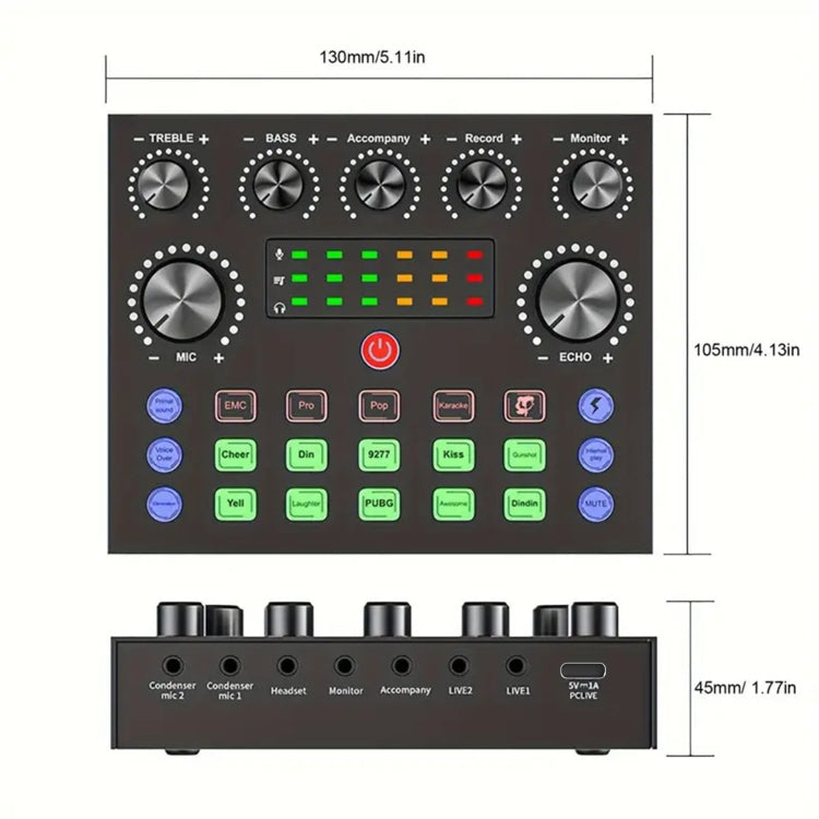 V8S Audio Mixer Live Voice Changer External Sound Card, Color: Black Triangle Set - Live Sound Effects Processors by PMC Jewellery | Online Shopping South Africa | PMC Jewellery | Buy Now Pay Later Mobicred