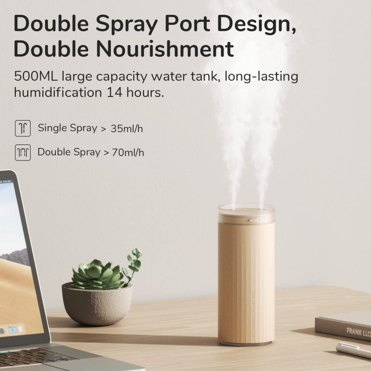 JisuLife HU16 Desktop Dual Mist Ports Humidifier, Color: Brown Rechargeable - free shipping - PMC TechLife - Order now!