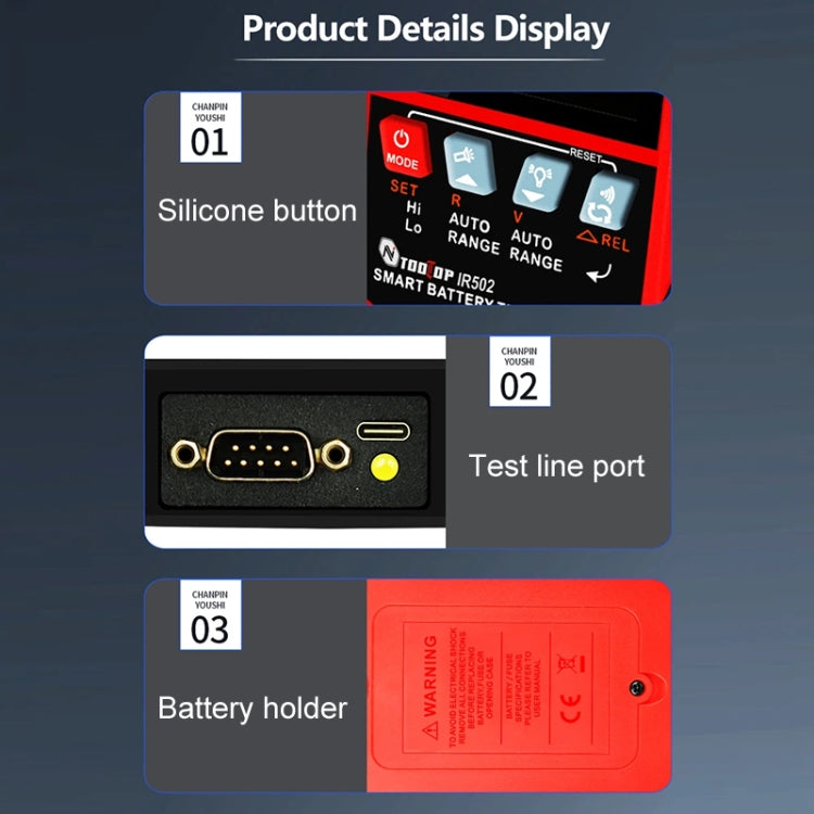 Battery Internal Resistance Tester Lead-Acid Alkaline Lithium Battery Tester, Model: IR502 - Battery & Resistance Tester by PMC Jewellery | Online Shopping South Africa | PMC Jewellery | Buy Now Pay Later Mobicred