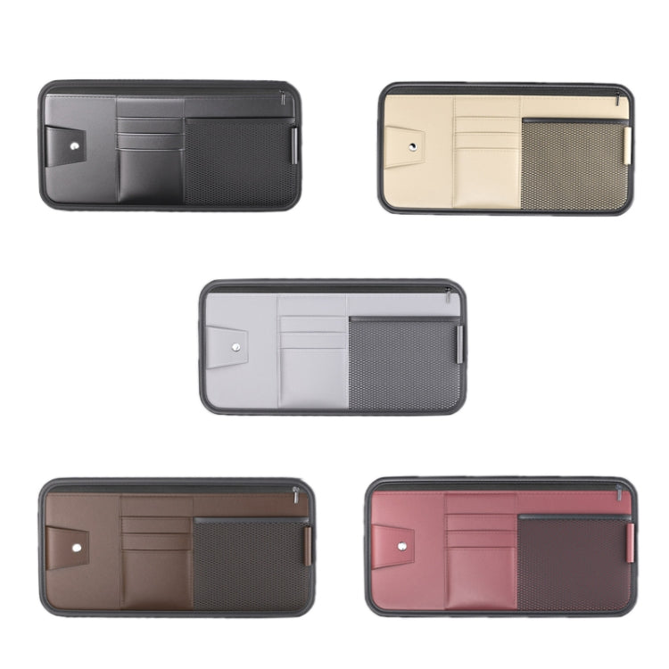 Car Sun Visor Card Glasses Holder Zipper Storage Bag(Brown) - Sunglasses & Glasses Clips by PMC Jewellery | Online Shopping South Africa | PMC Jewellery | Buy Now Pay Later Mobicred
