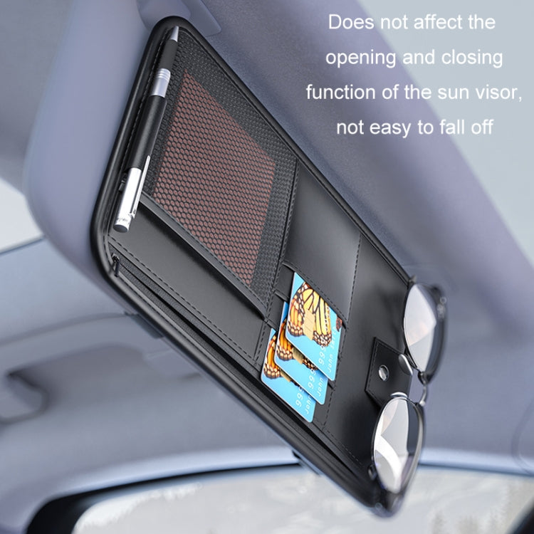 Car Sun Visor Card Glasses Holder Zipper Storage Bag(Red) - Sunglasses & Glasses Clips by PMC Jewellery | Online Shopping South Africa | PMC Jewellery | Buy Now Pay Later Mobicred