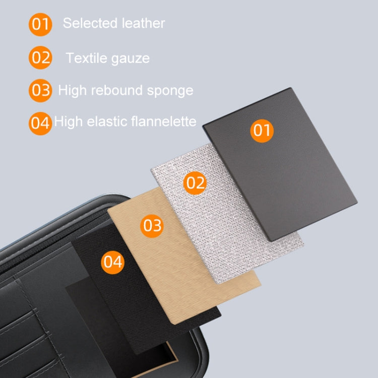 Car Sun Visor Card Glasses Holder Zipper Storage Bag(Brown) - Sunglasses & Glasses Clips by PMC Jewellery | Online Shopping South Africa | PMC Jewellery | Buy Now Pay Later Mobicred