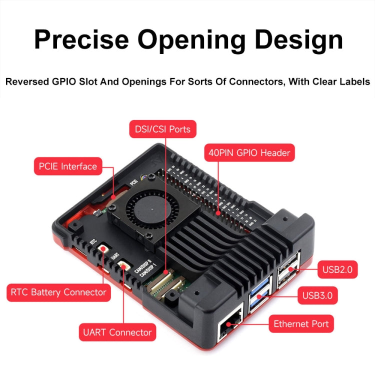 Waveshare 26587 For Raspberry Pi 5 Argon Neo Aluminum Alloy Case, Spec: M.2 Upgraded - free shipping - PMC Jewellery - Order now!