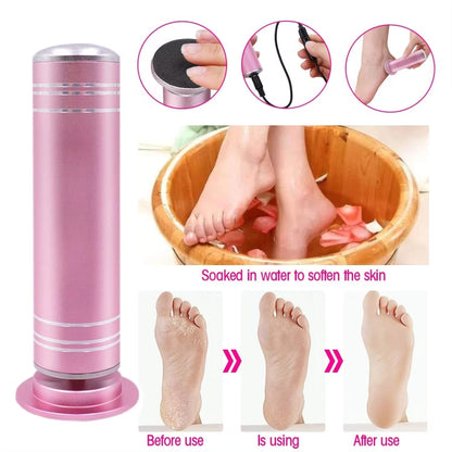 Electric Foot Grinder Calluses Dead Skin Remover With 60pcs Replaceable Sandpaper Discs UK Plug(Pink) - Grinding Tools & Accessories by PMC Jewellery | Online Shopping South Africa | PMC Jewellery | Buy Now Pay Later Mobicred