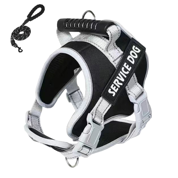 Large Dog Explosion Proof Punch Chest Harness Dog Travelling Leash, Style: Black+2m Round Rope(S) - Leashes & Chest Strap by PMC TechLife | Online Shopping South Africa | PMC TechLife | Buy Now Pay Later Mobicred