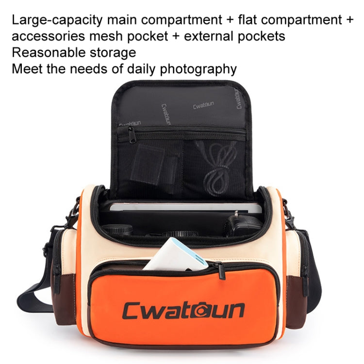 Cwatcun D121 Shoulder Crossbody Camera Bag Colorful Large Capacity Waterproof Digital Photography Bag, Color: Medium Orange Red - free shipping - PMC TechLife - Order now!
