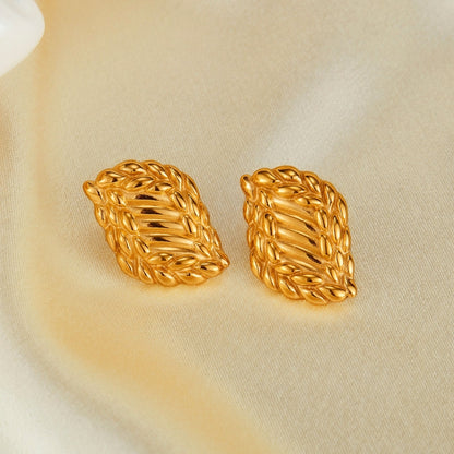 OPK GE909 1pair Minimalist Gold Plated Earrings Vintage Titanium Steel Geometric Earrings - Stud Earrings & Earrings by OPK | Online Shopping South Africa | PMC Jewellery | Buy Now Pay Later Mobicred