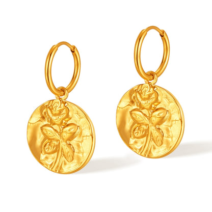 OPK GE915 1pair Stainless Steel Rose Shape Earrings - Stud Earrings & Earrings by OPK | Online Shopping South Africa | PMC Jewellery | Buy Now Pay Later Mobicred