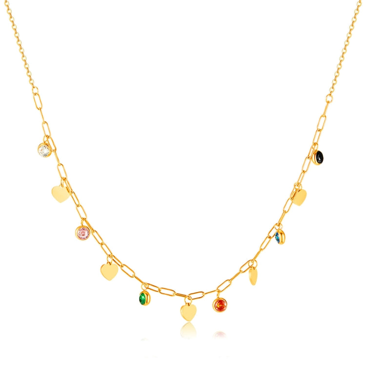 OPK GX2407 Stainless Steel Plated Love Heart Pendant Colorful Zirconia Temperament Necklace - Necklaces & Pendants by OPK | Online Shopping South Africa | PMC Jewellery | Buy Now Pay Later Mobicred