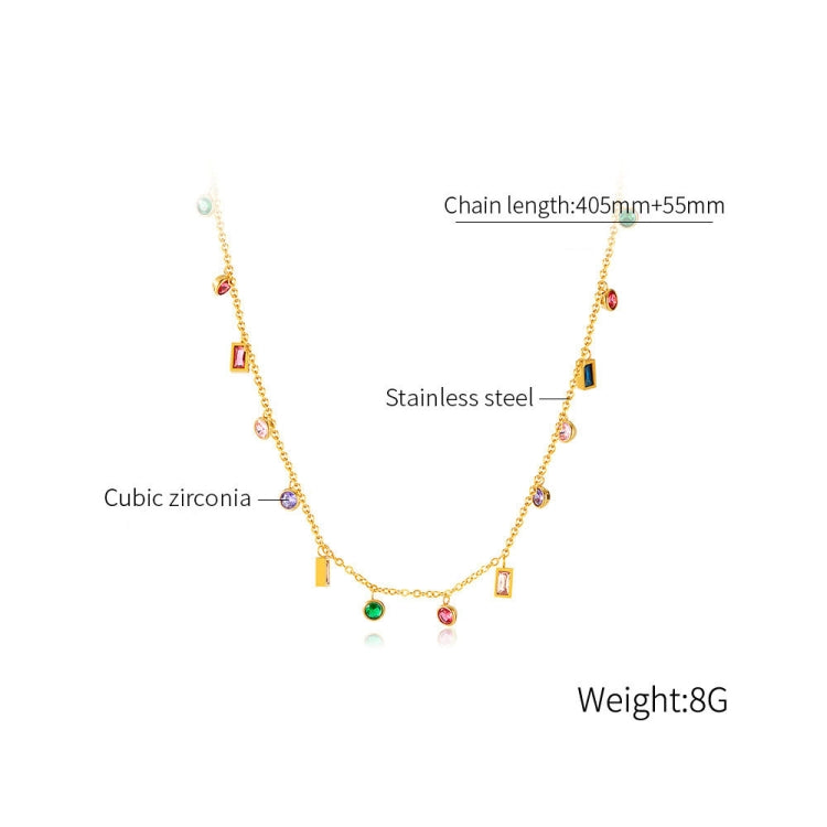 OPK GX2429 Colorful Dopamine Zirconia Small Accessories Stainless Steel Collarbone Chain - Necklaces & Pendants by OPK | Online Shopping South Africa | PMC Jewellery | Buy Now Pay Later Mobicred