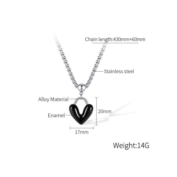 OPK GX2411 Oil Drip Love Alloy Pendant Stainless Steel Necklace - Necklaces & Pendants by OPK | Online Shopping South Africa | PMC Jewellery | Buy Now Pay Later Mobicred