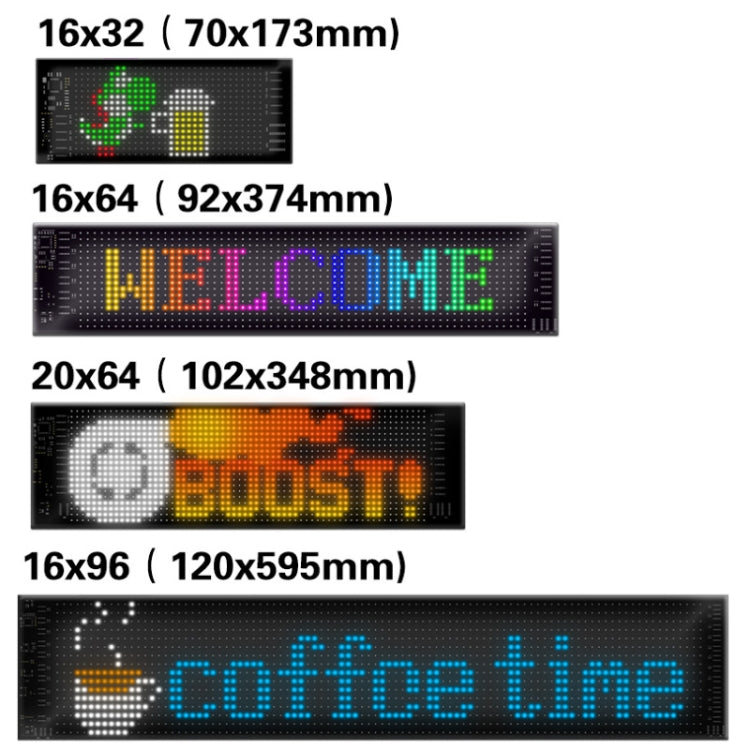 9.2x37.4cm（16 x 64 LEDs） Car Flexible Display Advertising Screen APP Bluetooth Smart Screen - free shipping - PMC Jewellery - Order now!