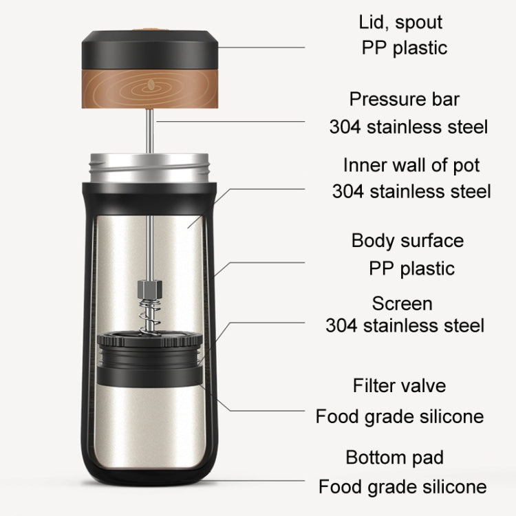 Portable Thermos Tea Brewer Coffee Filter Stainless Steel Carry-On French Press Kettle, Capacity: 320ml - free shipping - PMC TechLife - Order now!