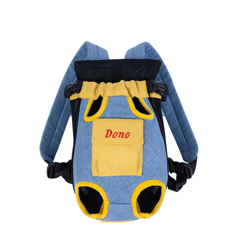 DONO Pet Four-legged Bag Outdoor Carrying Bag Breathable Backpack, Size: L(Blue Yellow) - Pet Bags by DONO | Online Shopping South Africa | PMC TechLife | Buy Now Pay Later Mobicred