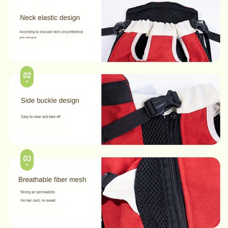 DONO Pet Four-legged Bag Outdoor Carrying Bag Breathable Backpack, Size: L(Red White) - Pet Bags by DONO | Online Shopping South Africa | PMC TechLife | Buy Now Pay Later Mobicred